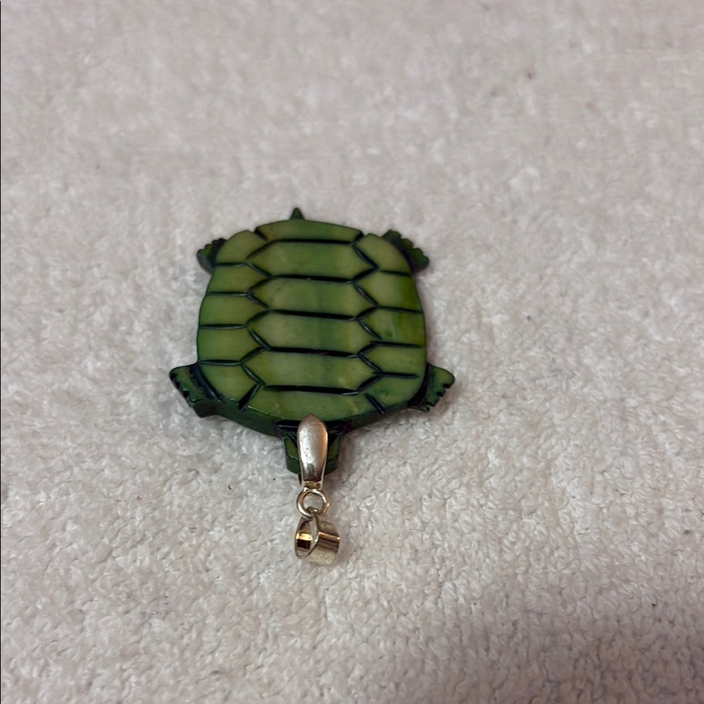 Green Abalone Shell Turtle Pendant for Reptile Lovers